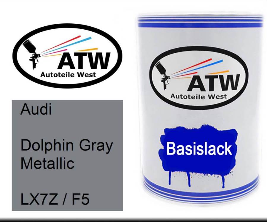 Audi, Dolphin Gray Metallic, LX7Z / F5: 500ml Lackdose, von ATW Autoteile West.